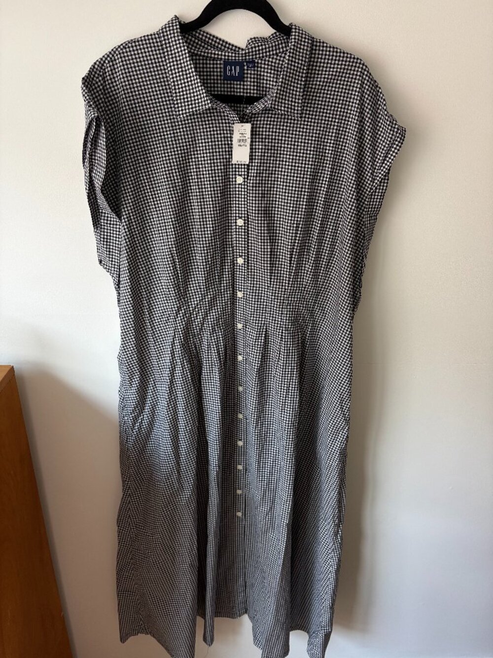 Gap Poplin Gingham Midi Shirtdress